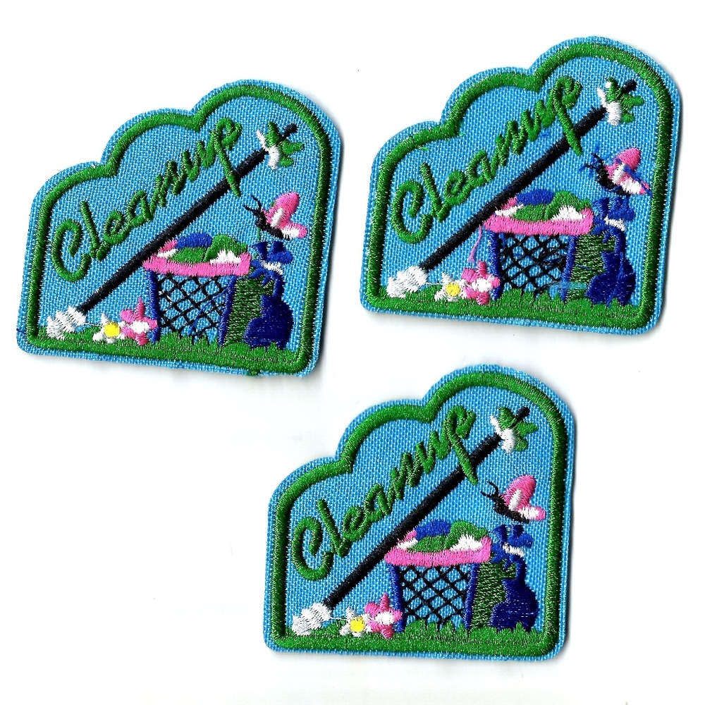 NEW CLEANUP BADGES 3-PACK EMBROIDERED IRON ON PATCHES